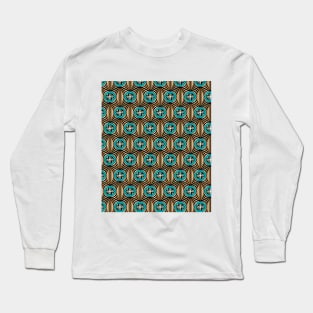 Gold and Turquoise Bugle Patterns Long Sleeve T-Shirt